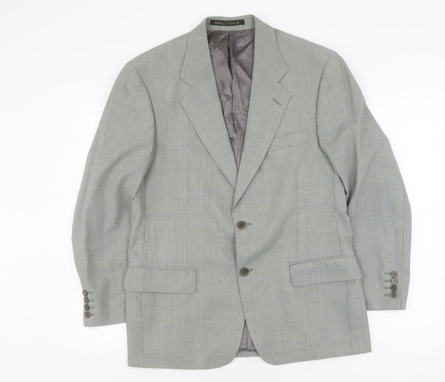 Marks and Spencer Men's Green 38 Blazer, Check Pattern