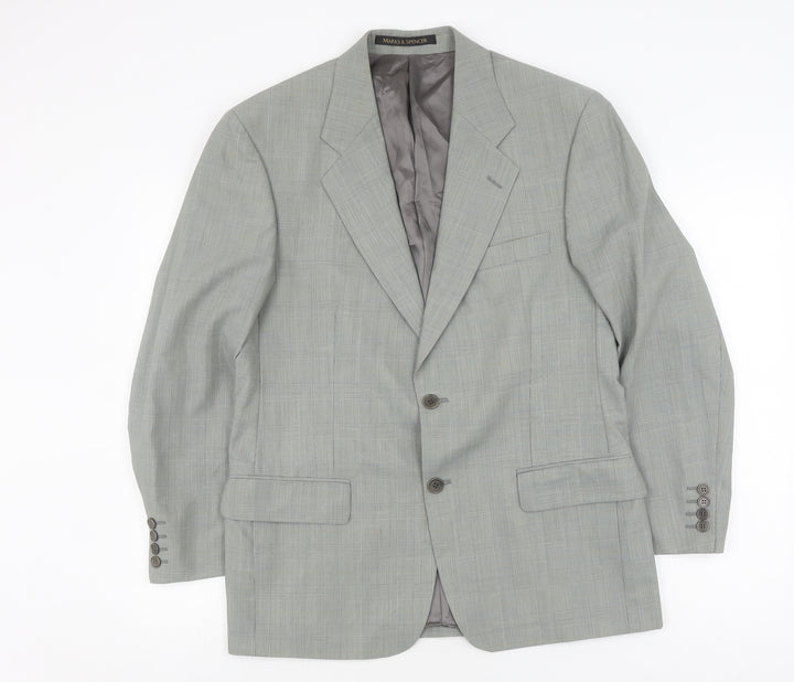 Marks and Spencer Men's Green 38 Blazer, Check Pattern