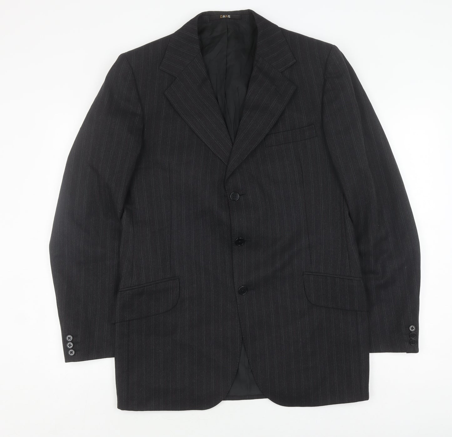 DAKS Vintage Men's Black Wool Blazer Jacket 40L