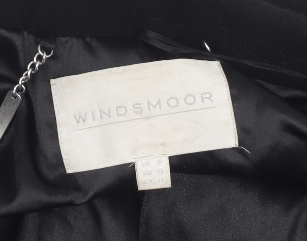 Windsmoor Women's Black Mid-Length Wool Overcoat Size 16