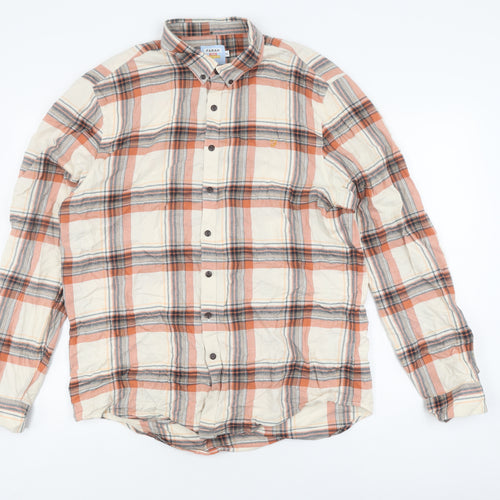 Farah Men's Beige Check 2XL Slim Button-Up Shirt