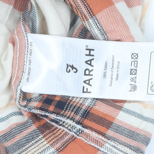 Farah Men's Beige Check 2XL Slim Button-Up Shirt