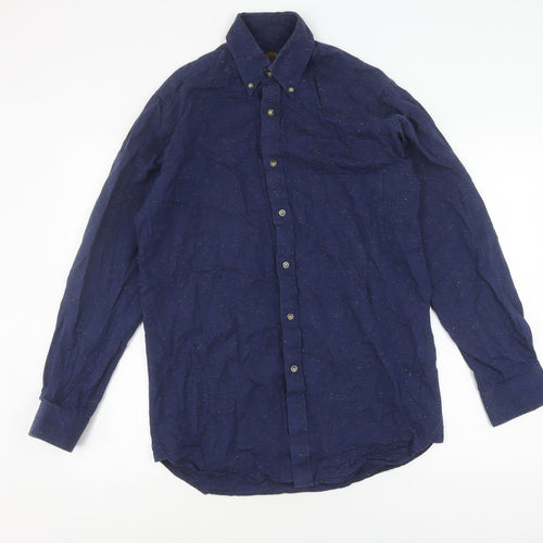 Viyella Men's Blue Cotton Button-Up Shirt, Size 15