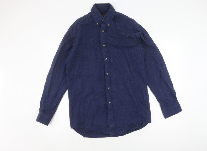 Viyella Men's Blue Cotton Button-Up Shirt, Size 15