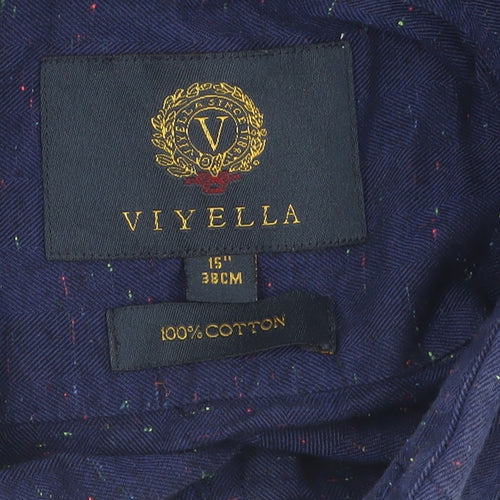 Viyella Men's Blue Cotton Button-Up Shirt, Size 15