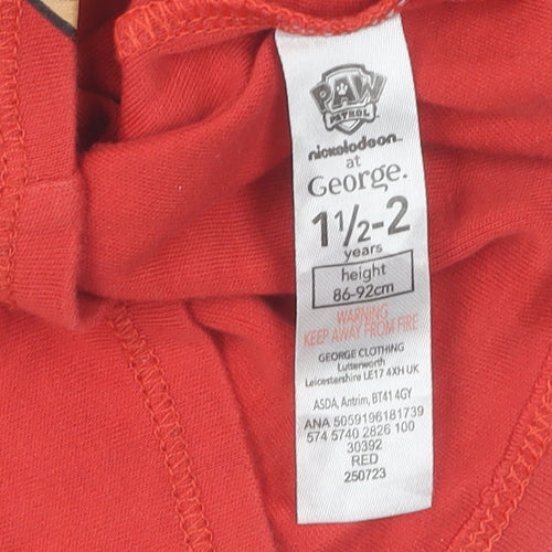 George Boys Red Paw Patrol Christmas T-Shirt, Size 2 Years