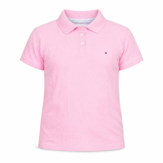 Front view of Tommy Hilfiger Pink Polo Shirt for unisex kids