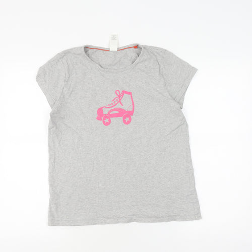 Boden Girls Grey T-Shirt, Size 16 Years, Short Sleeve, Logo Accent