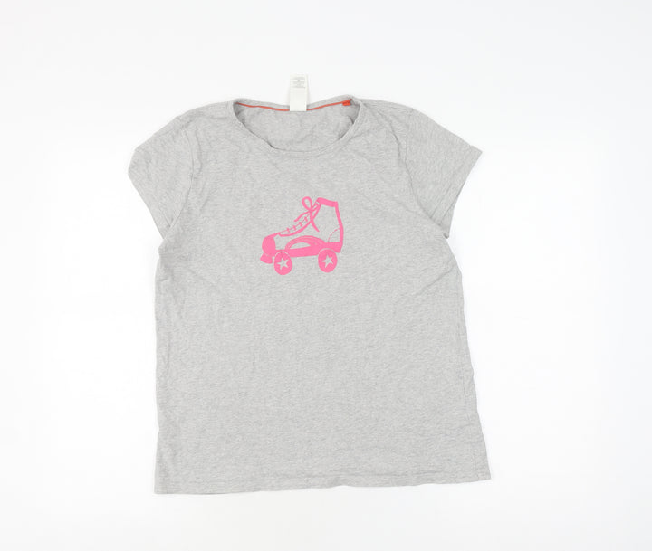 Boden Girls Grey T-Shirt, Size 16 Years, Short Sleeve, Logo Accent