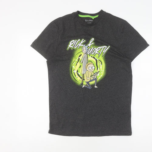 Rick and Morty Men's Black Graphic T-Shirt, Size S