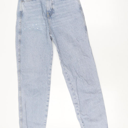 Zara Women's Blue Mom Jeans Size 6 High Rise Distressed