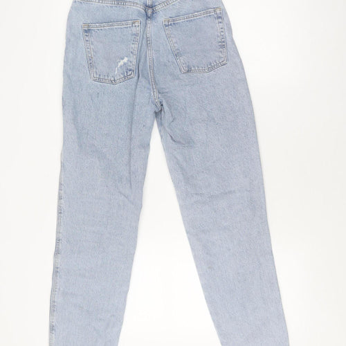 Zara Women's Blue Mom Jeans Size 6 High Rise Distressed