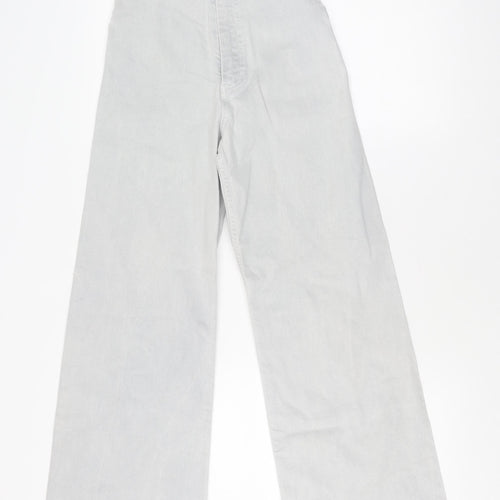Zara Grey Women's Straight Jeans, Size 6, Distressed Style