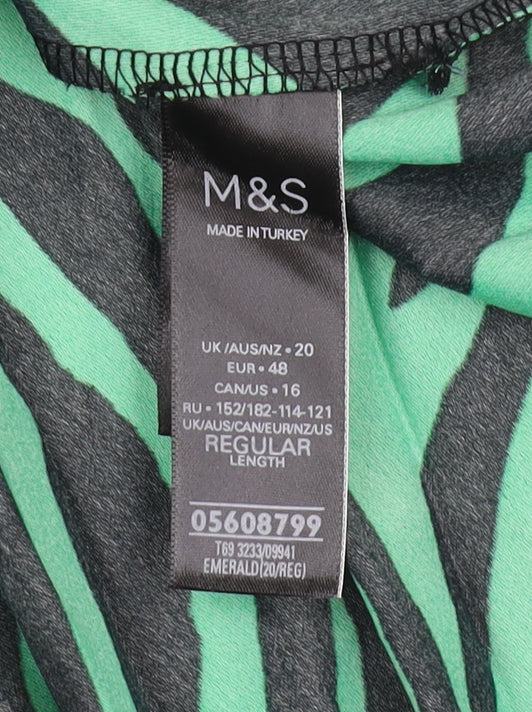 Marks and Spencer Women's Green Pleated Skirt Size 20