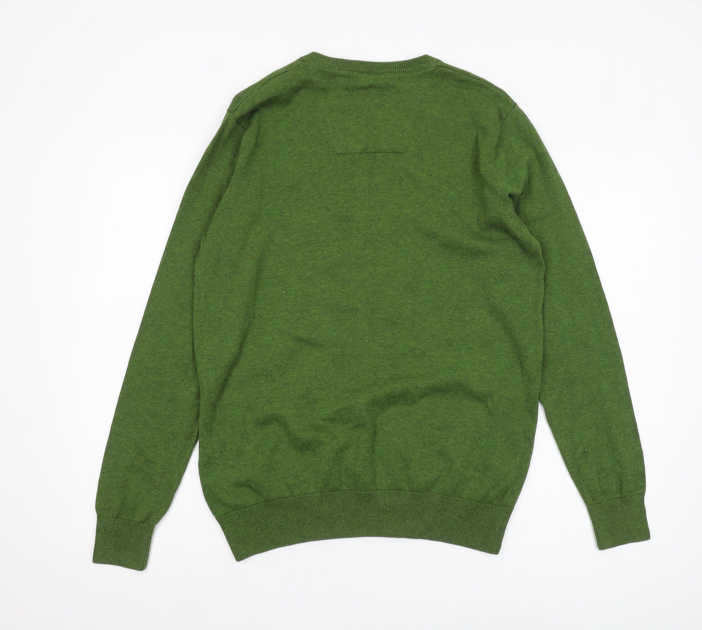 Tom Tailor Men's Green V-Neck Pullover Jumper L