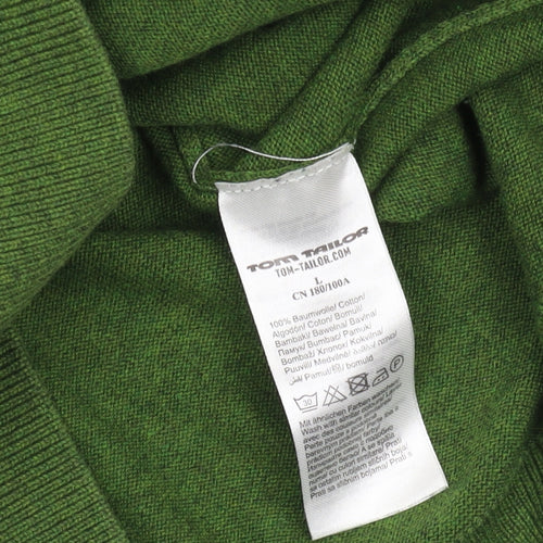 Tom Tailor Men's Green V-Neck Pullover Jumper L