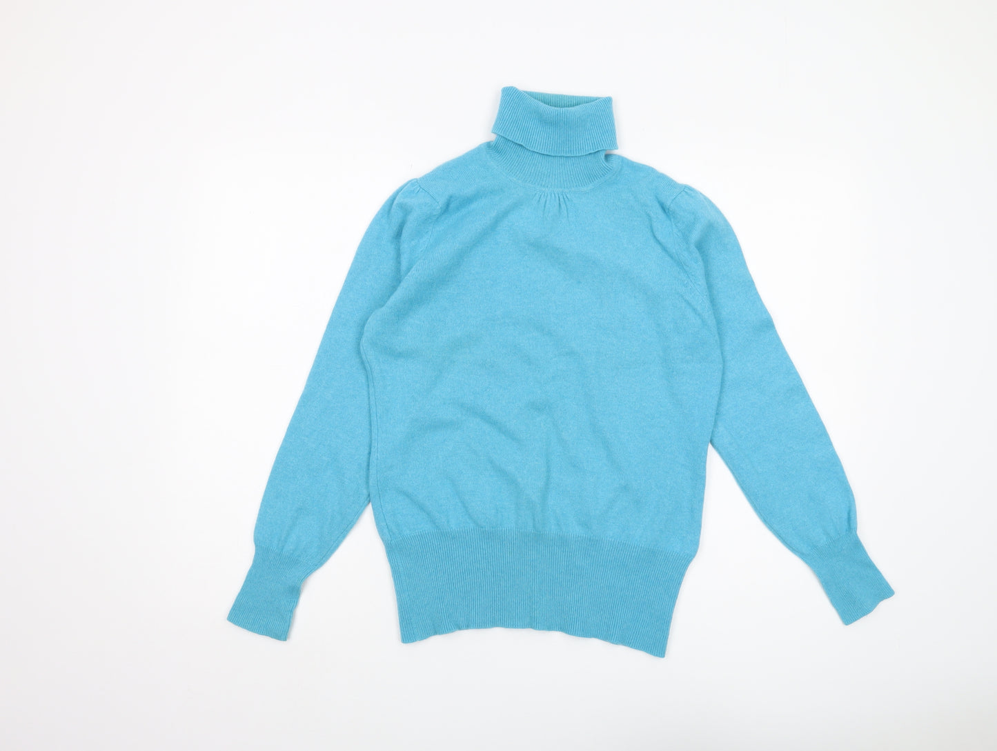 Marks and Spencer Women's Blue Roll Neck Cashmere Jumper