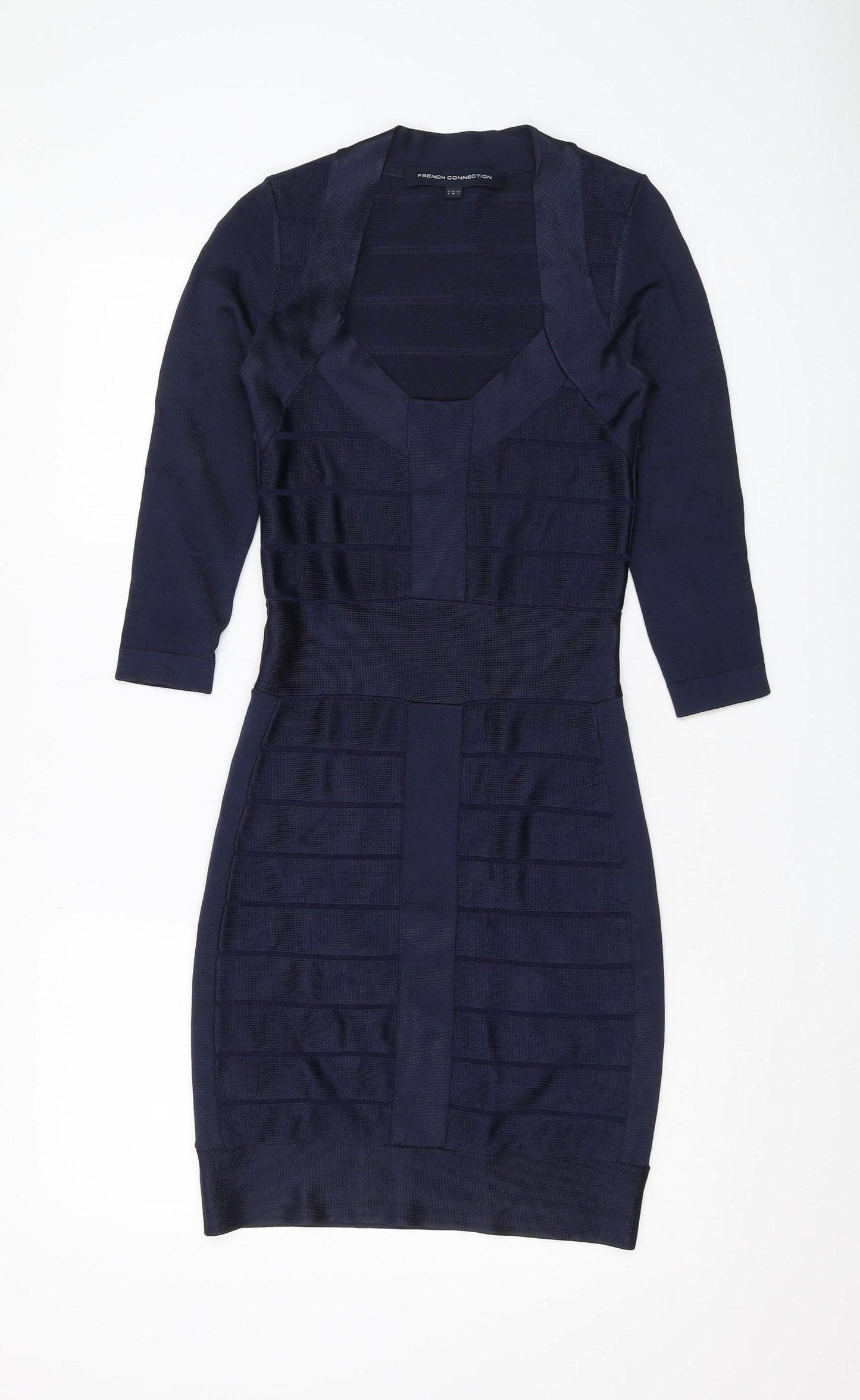 Blue 3/4 Sleeve Bodycon Dress - French Connection Size 6