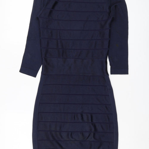 Blue 3/4 Sleeve Bodycon Dress - French Connection Size 6