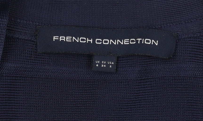 Blue 3/4 Sleeve Bodycon Dress - French Connection Size 6