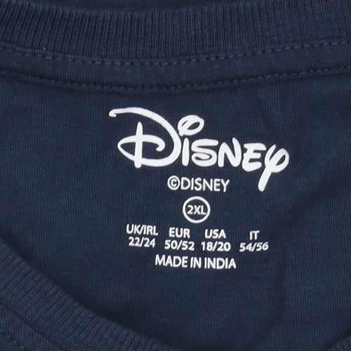 Disney Women’s 2XL Blue T-Shirt with Cartoon Design
