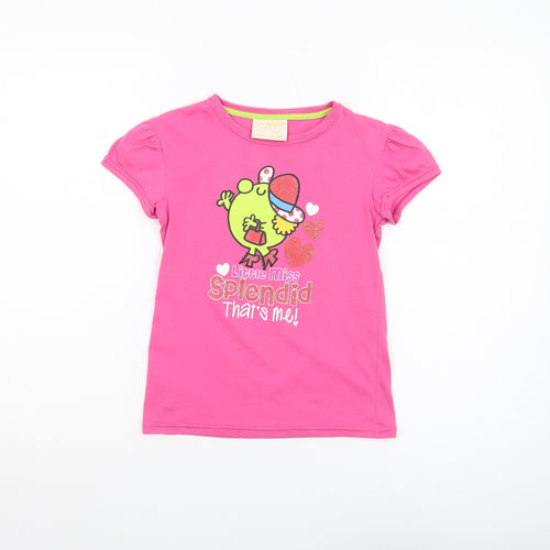 Mr. Men Little Miss Girls' Pink T-Shirt 9-10 Years Graphic