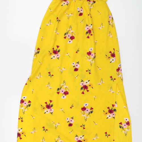 H&M Women's Yellow Floral Maxi Dress Size 4