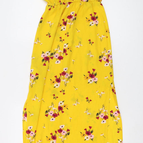 H&M Women's Yellow Floral Maxi Dress Size 4