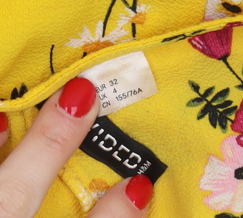 H&M Women's Yellow Floral Maxi Dress Size 4