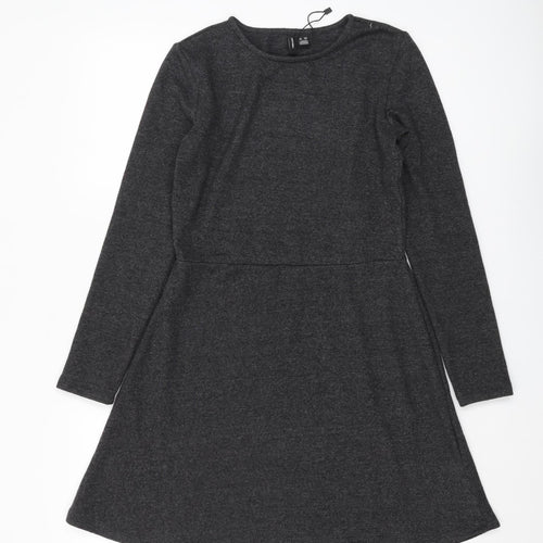 Vero Moda Women's Grey A-Line Dress, Size S, Long Sleeves