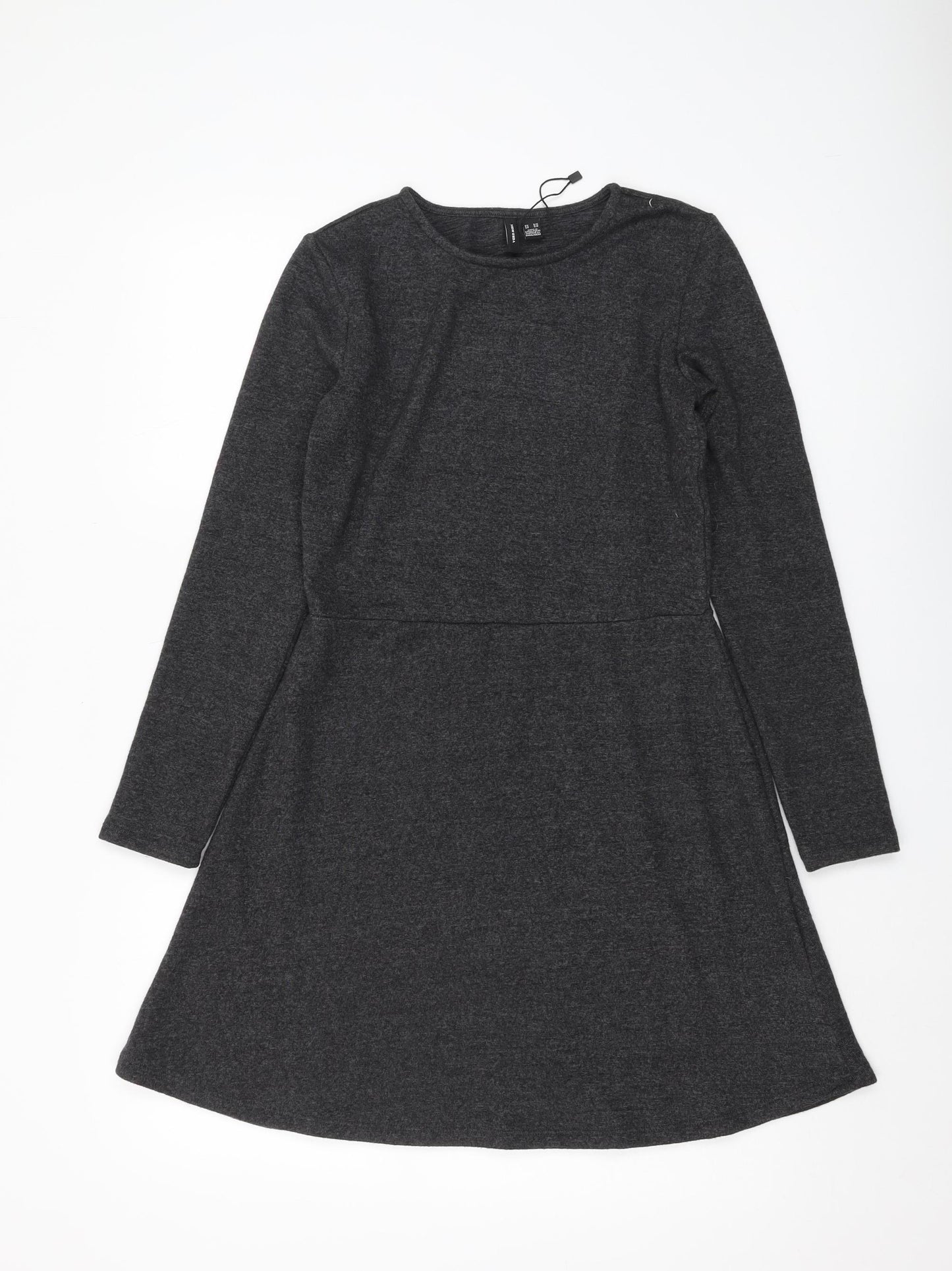 Vero Moda Women's Grey A-Line Dress, Size S, Long Sleeves