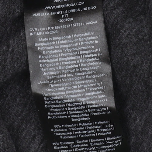 Vero Moda Women's Grey A-Line Dress, Size S, Long Sleeves