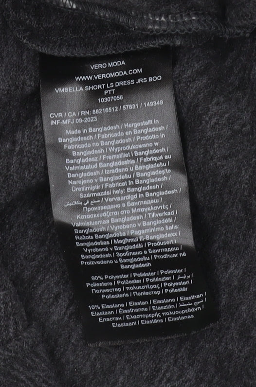 Vero Moda Women's Grey A-Line Dress, Size S, Long Sleeves