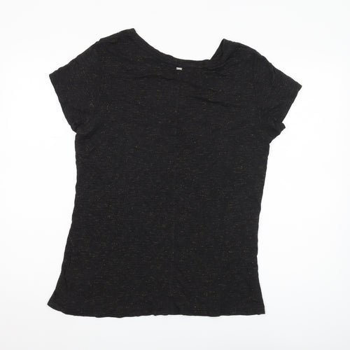 Superdry Women's Black V-Neck T-Shirt Size 12