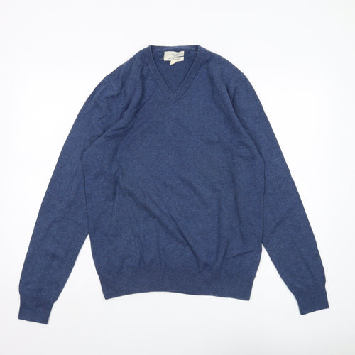 Marks and Spencer Men's Blue V-Neck Jumper M