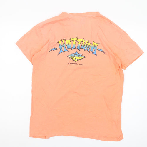 Men's Hot Tuna Orange M Graphic Print T-Shirt, Cotton Short Sleeve