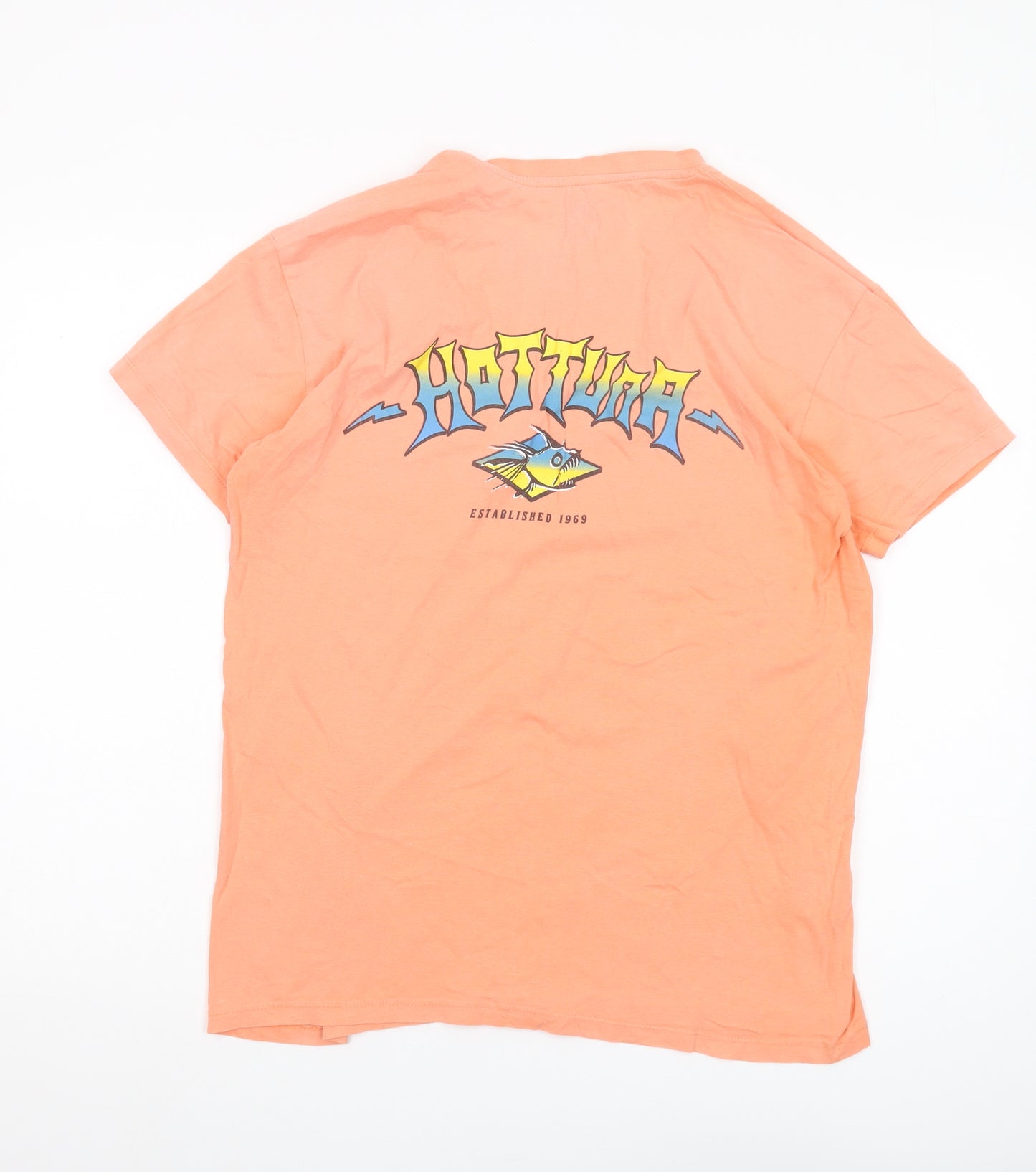 Men's Hot Tuna Orange M Graphic Print T-Shirt, Cotton Short Sleeve