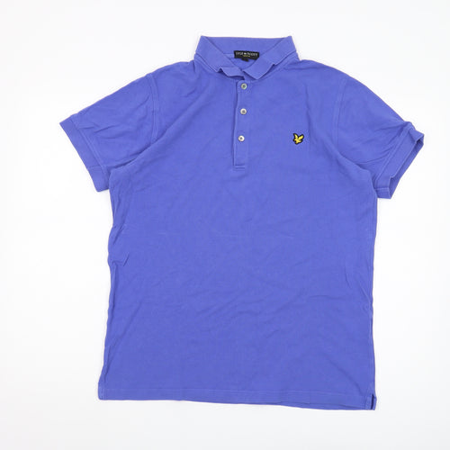 Lyle & Scott Men's Blue Polo Shirt, Size L, Logo Accent
