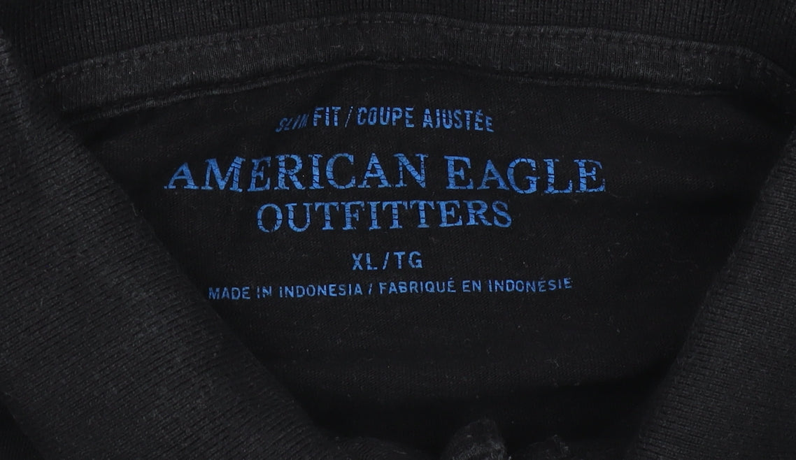 American Eagle Men’s Black Slim Fit Polo XL