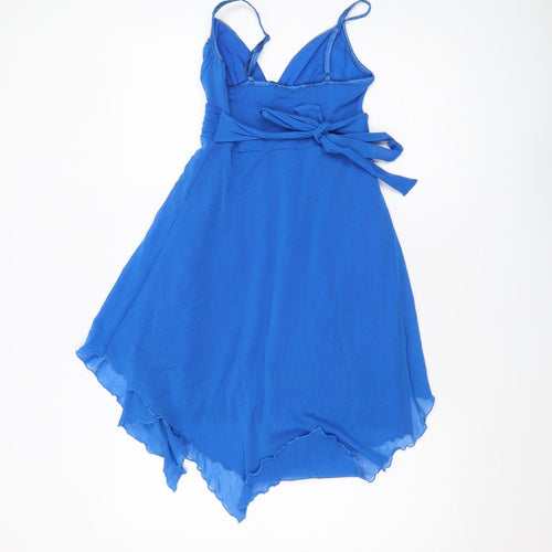 Jane Norman Women's Blue Asymmetric V-Neck Dress