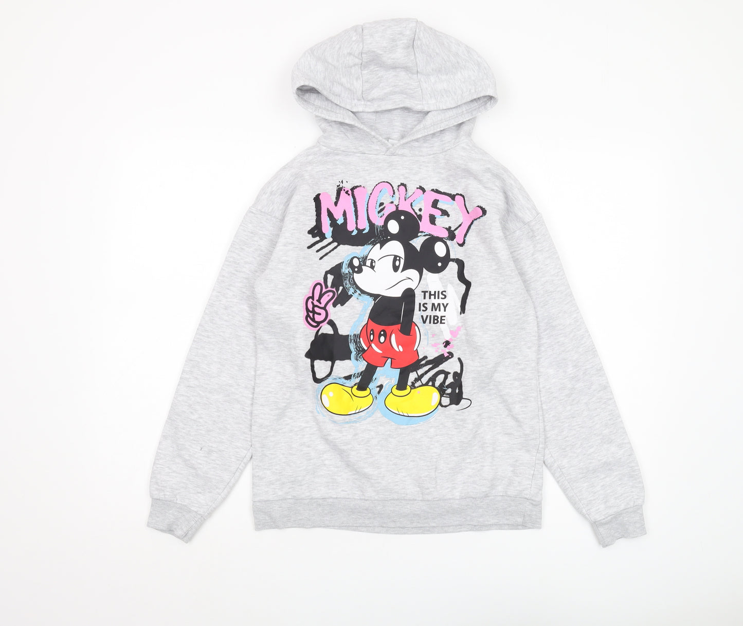 Disney Girls Grey Mickey Mouse Pullover Hoodie 10-11 Years