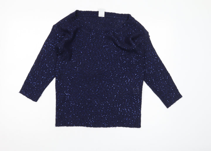 Vero Moda Women's Blue Sequin Pullover Jumper M