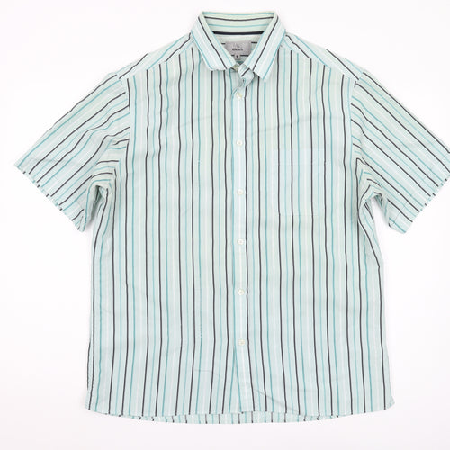 Marks and Spencer Men's Multicoloured Striped Shirt, M, Regular Fit