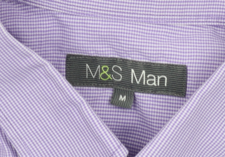 Marks and Spencer Men's Purple Check Shirt M