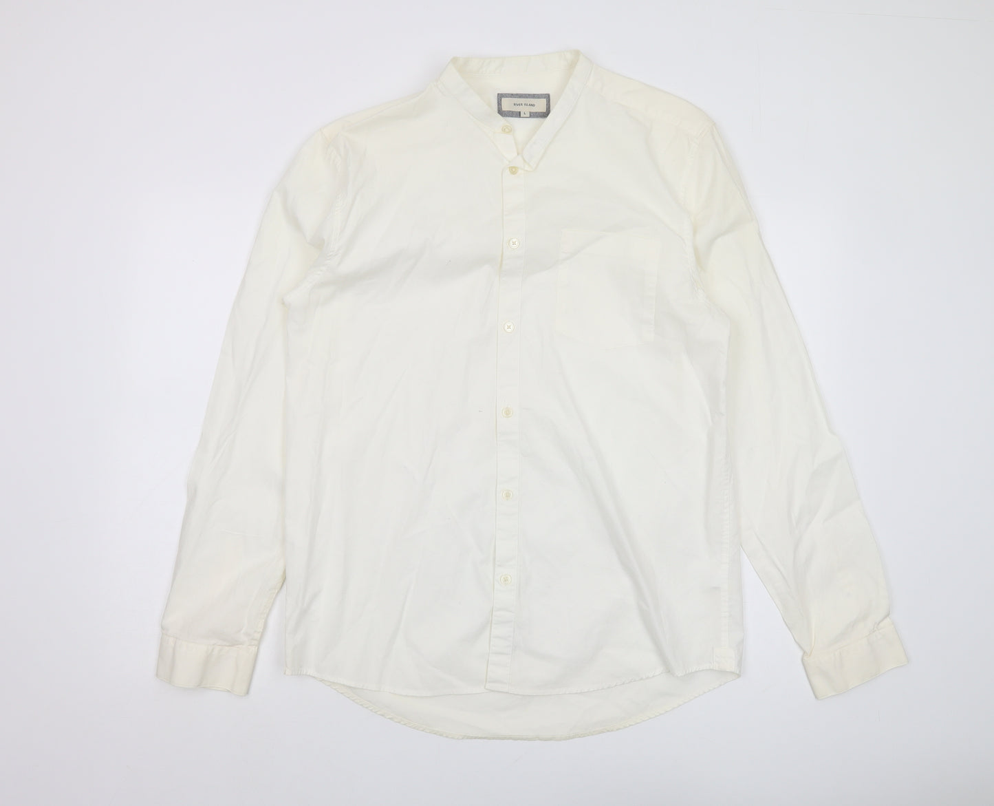 River Island Men's L White Long Sleeve Casual Shirt