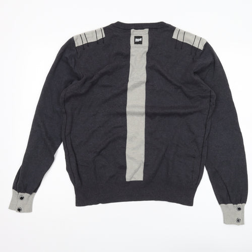 Henleys Men's Grey Henley Jumper, M, Long Sleeve, Button Accent