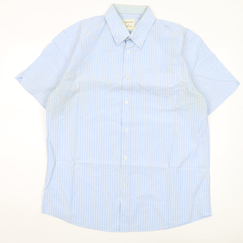 Samuel Windsor Men's Blue Striped Short Sleeve Shirt