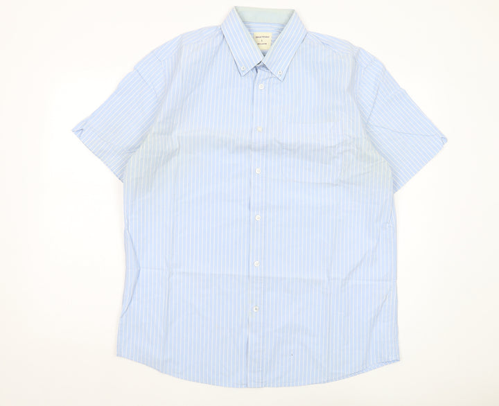 Samuel Windsor Men's Blue Striped Short Sleeve Shirt