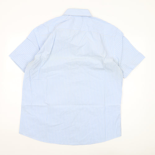 Samuel Windsor Men's Blue Striped Short Sleeve Shirt