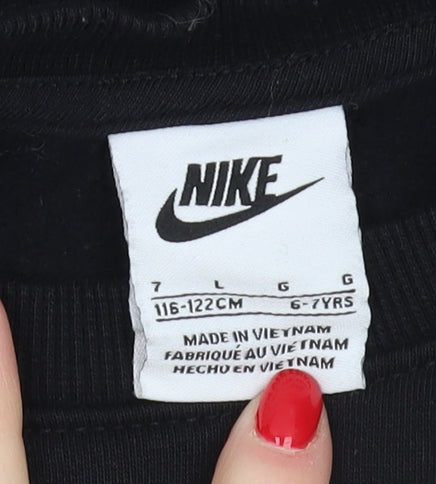 Nike Boys Black Pullover Sweatshirt 6-7 Years Logo Print